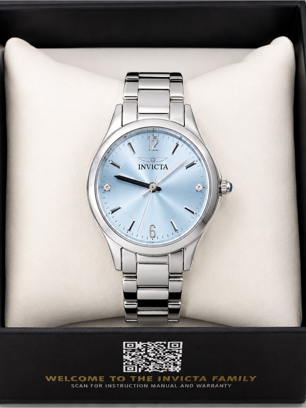 Invicta Women's Silver Watch with Light Blue Dial Model 72406